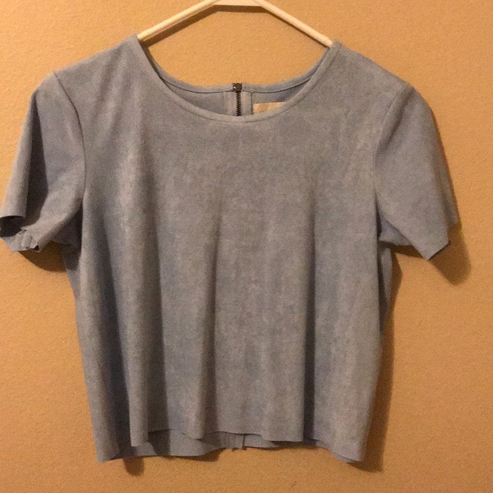 baby blue suede two piece set